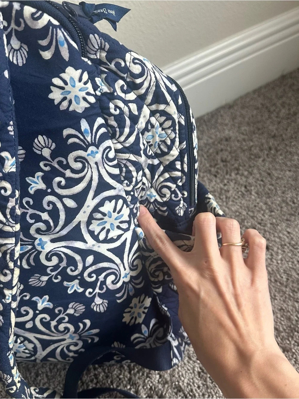 Vera Bradley Navy Floral Quilted Tote